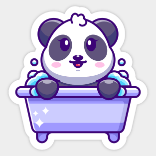 Cute panda in a bathtub cartoon character Sticker